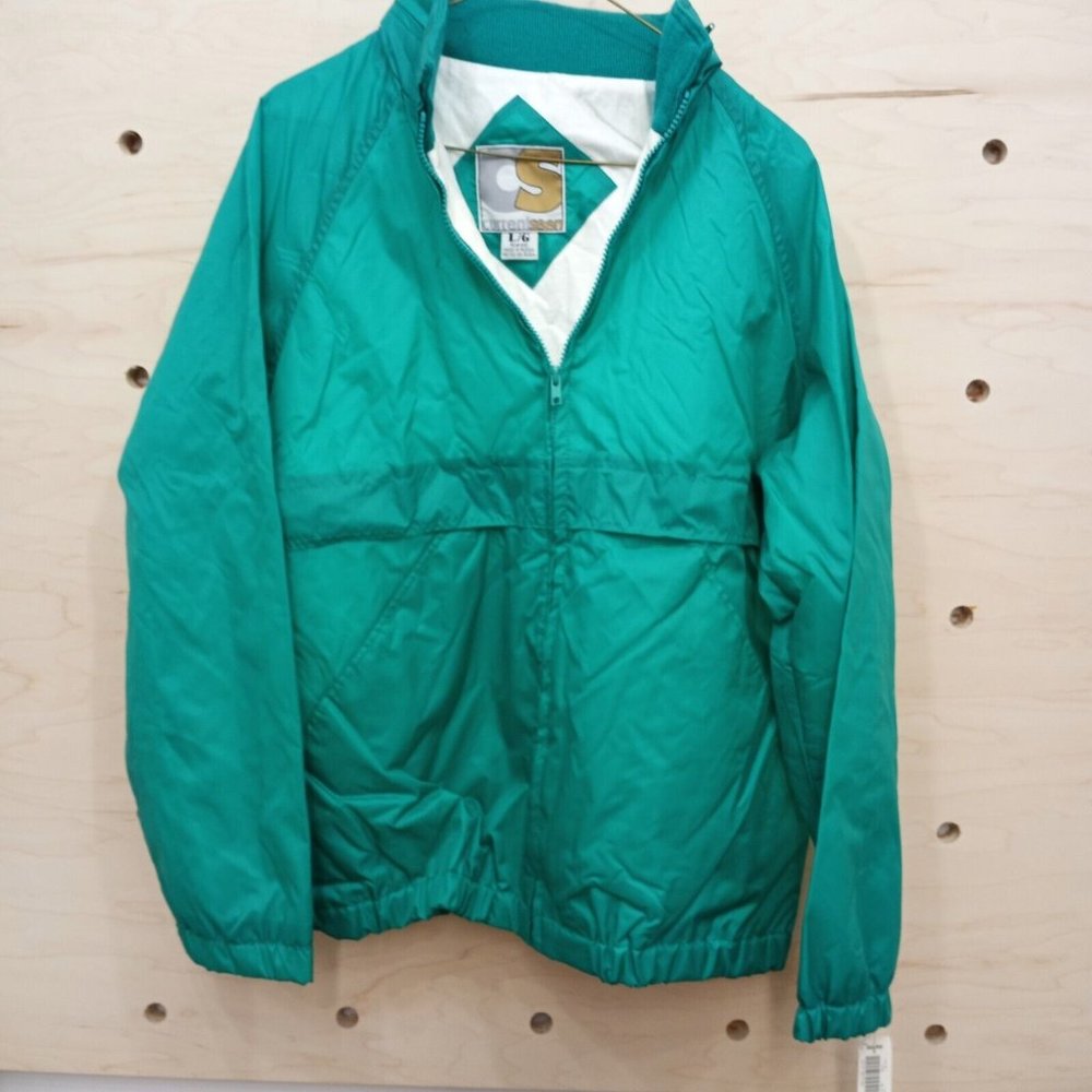 NWT Women's Vintage Sears Windbreaker Coat Jacket With Zip Out Hood. Large.